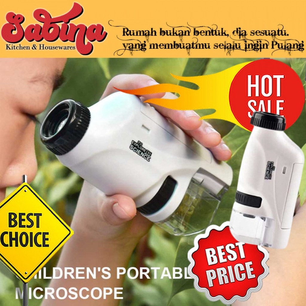 Mikroskop Mini Pocket Lab Edukasi Portable 60X-120X Magnification