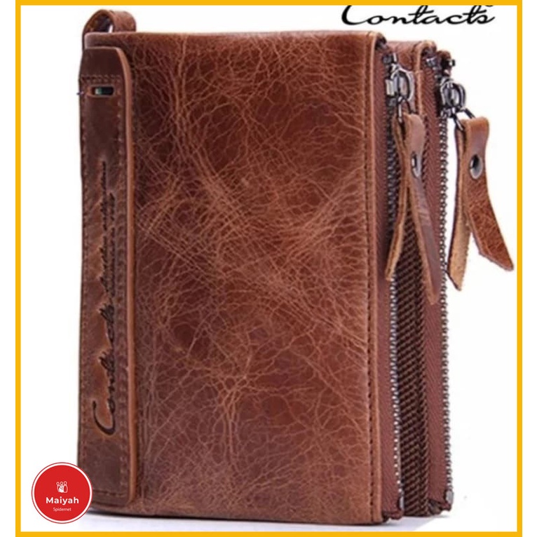 Dompet Pria Dompet Kulit Asli Contact's Leather Men Wallet Hadiah Gift dopet lipat cowok ORIGINAL
