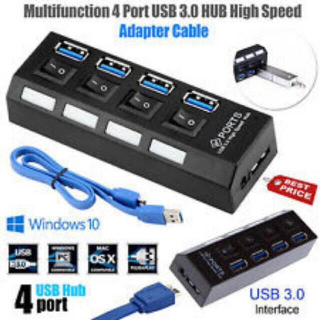 USB HUB 4 PORT USB 3.0 ON OFF HI SPEED / USB HUB VERSI 3.0 / saklar