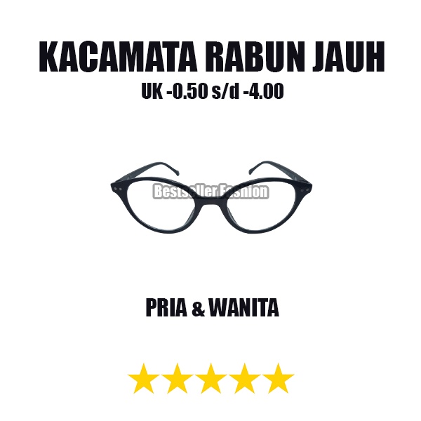 Promo Kacamata Lensa Minus Jarak jauh 0.50 - 4.00 Pria Wanita Unisex Frame 0val Murah FREE CASE