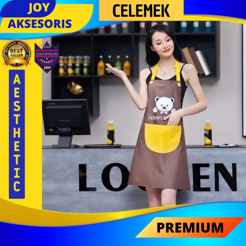 Celemek clemek pelindung masak barista cantik unik elegan estetik karakter Bear unisex pria wanita m