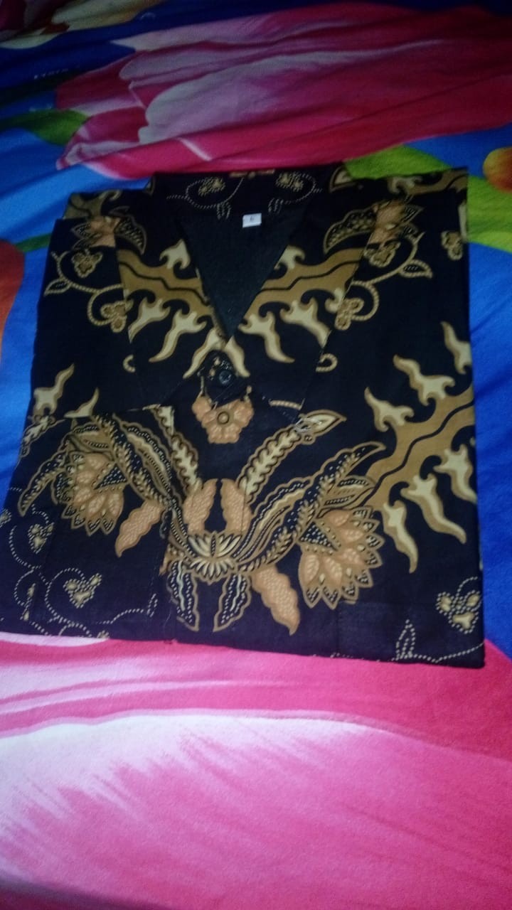 Batik Pria Lengan Panjang Asli Solo Furing Katun Rajasa Hitam