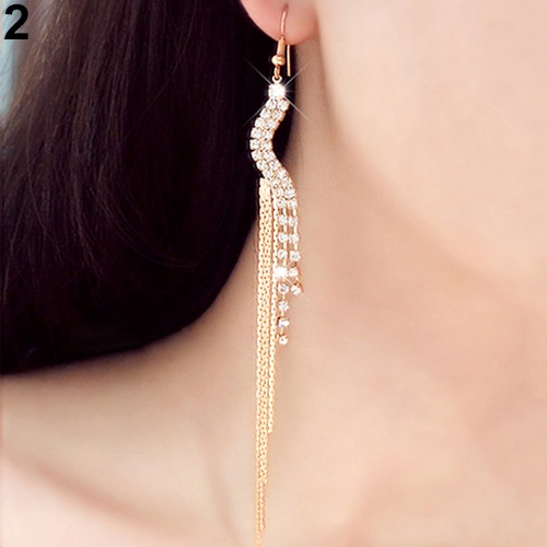 Hu Hu Hu Hu Hu Alat Bantu Pasang Kacamata♡ Anting Tusuk Gantung Bentuk S Hias Berlian Imitasi Gaya Elegan Untuk Wanita