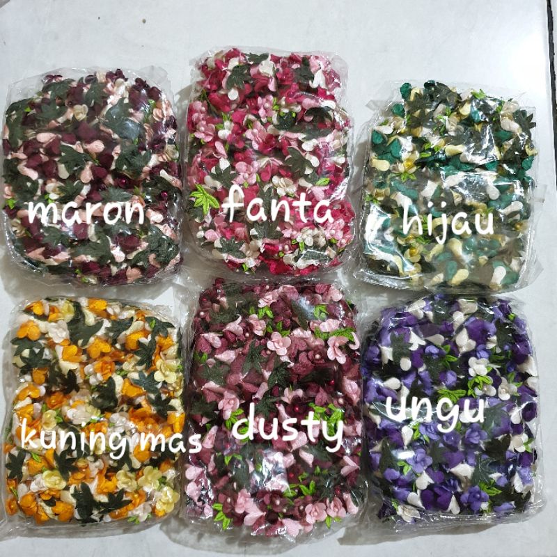 Bunga kombinasi putik daun 1/72 pcs/bisa mix warna