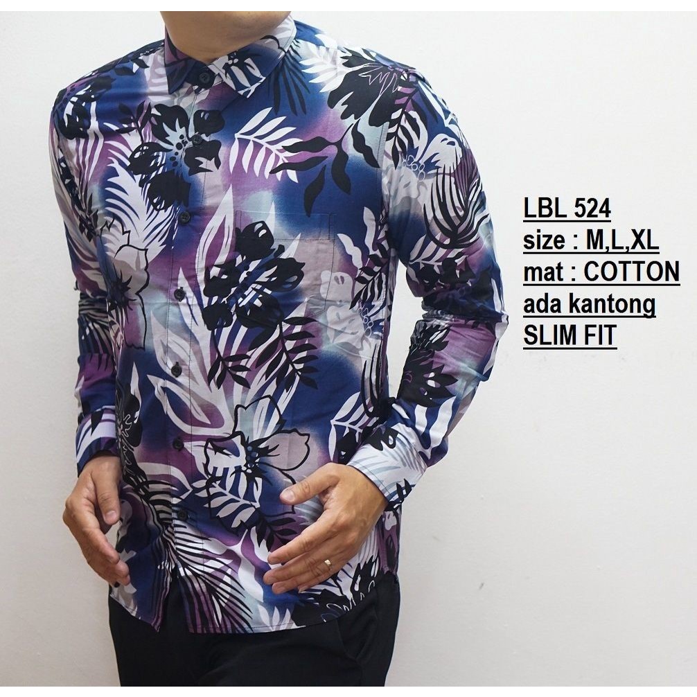 BAJU BATIK PRIA MEWAH HEM BATIK PRIA SLIM FIT LBL141