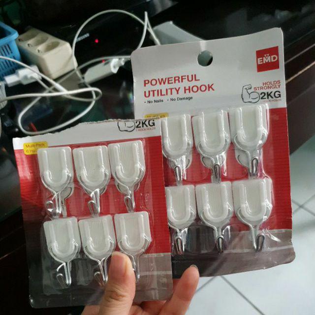 Gantungan Baju Hook Kuat ( Isi 6pcs ) Serbaguna Tempel Dinding