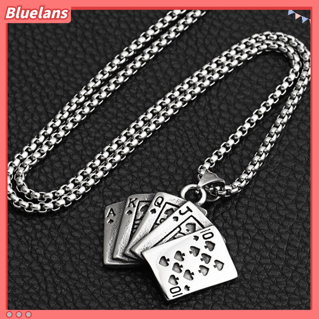 Kalung Panjang Liontin Poker Bahan Alloy Gaya Hip Hop Untuk Unisex