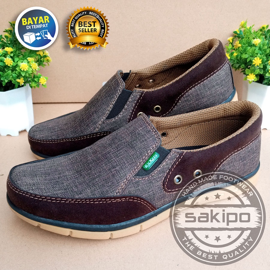 PROMO KEMERDEKAAN !! SEPATU PRIA DEWASA KASUAL SLIP ON WARNA COKLAT MURAH BERKUWALITAS SOL KARET TRENDI NYAMAN DIPAKAI / SEPATU SANTAI PRIA DEWASA / SEPATU KERJA LAPANGAN / SEPATU KERJA KANTORAN SOL KARET KESET DI LANTAI / SAKIPO