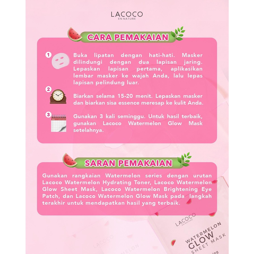 Lacoco Watermelon Glow Sheet Mask 25ml