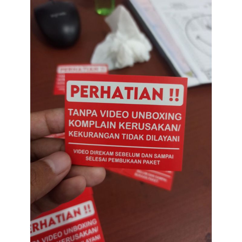 

STIKER UNBOXING MERAH ( STIKER MERAH RETURN UNBOXING) UK 5 X 4 / 100PCS