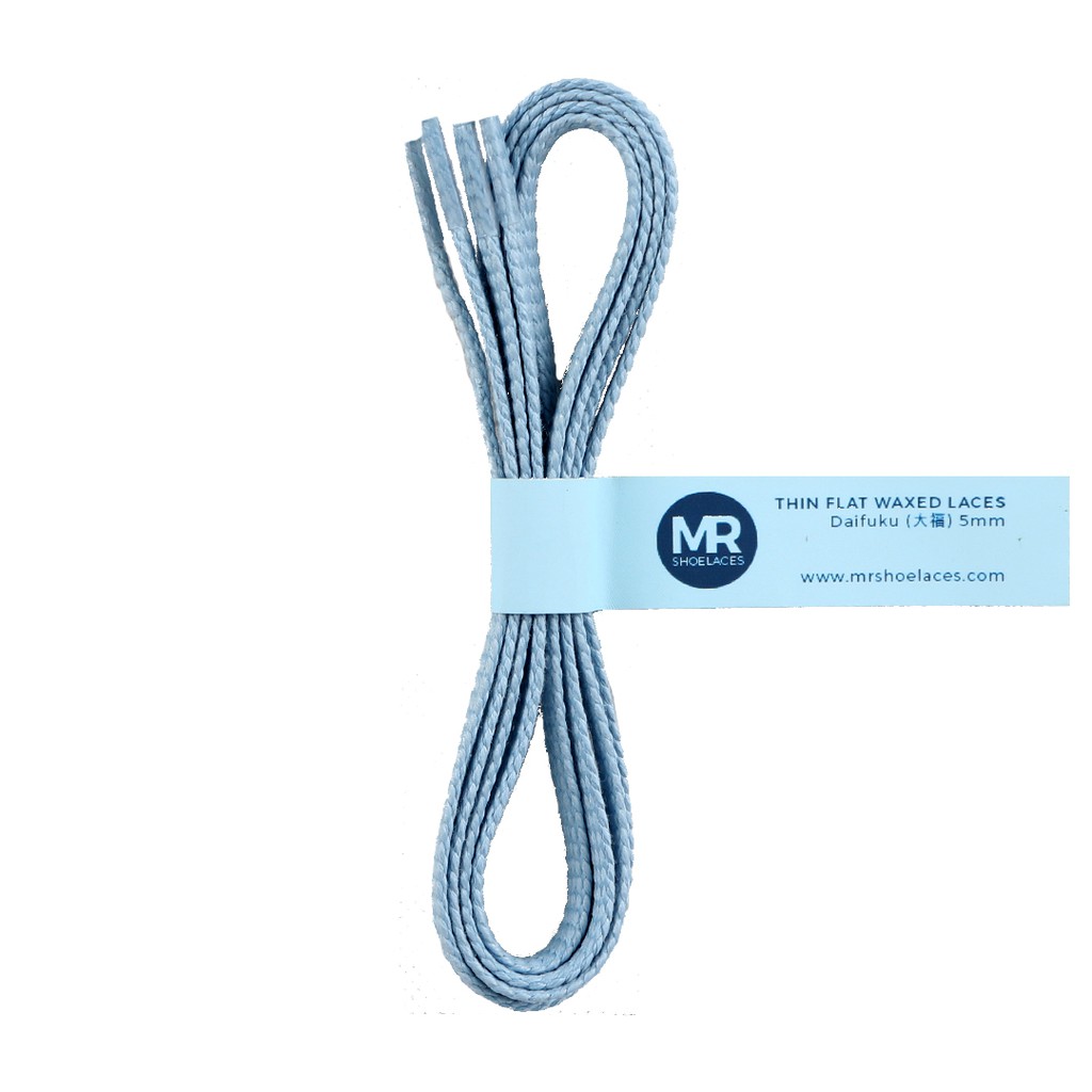 MR Shoelaces TH01 Daifuku (Biru Langit) Tali Sepatu Lilin Gepeng Thin 3-4mm (Waxed Laces) 50cm 80cm 120cm 150cm