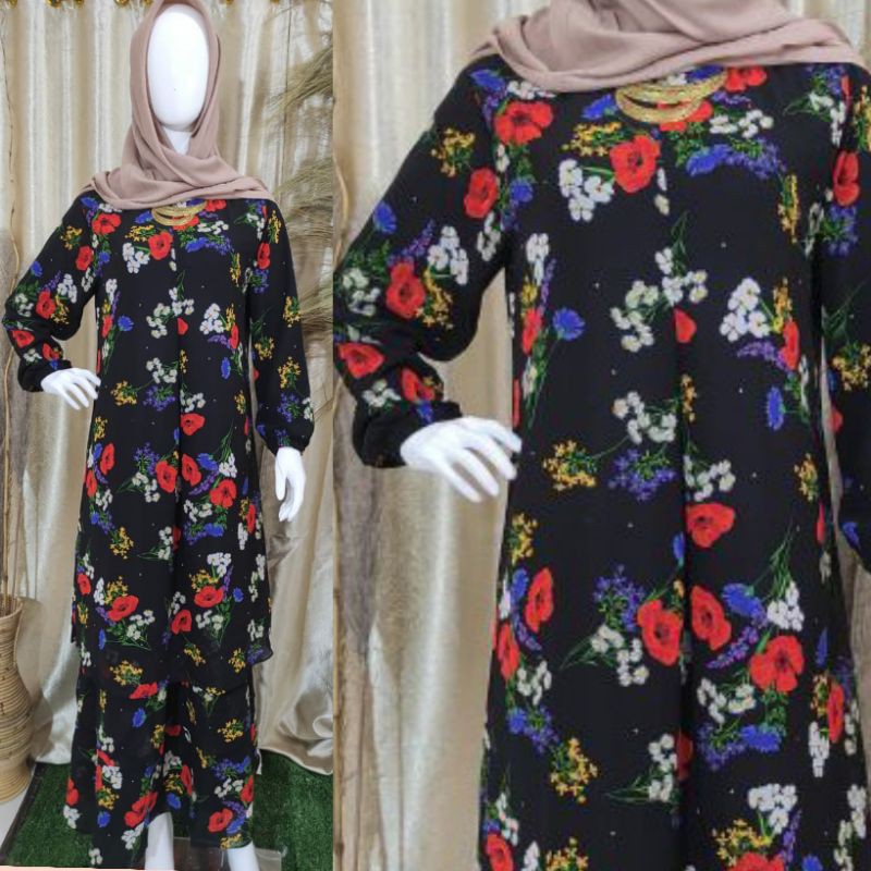 Gamis Malaysia Motif 3 Layer Busui friendly/ Fashion Muslim  2021