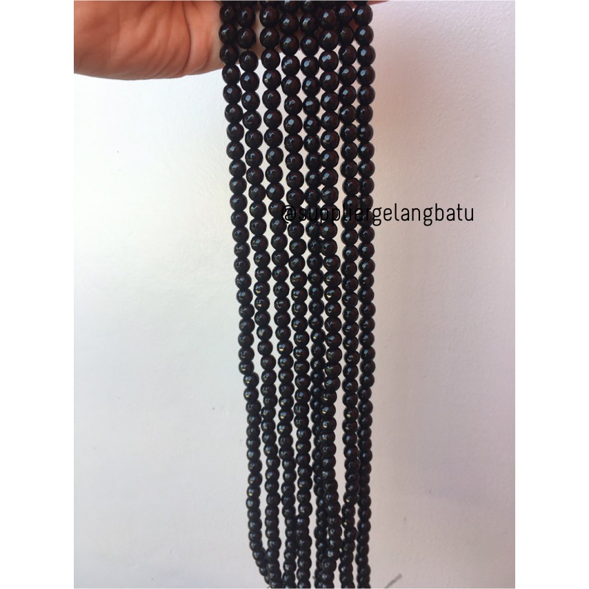 batu CUTTING black Onyx glossy FACETED 8mm akik hitam kilap poles alam aksesoris fashion etnik bead