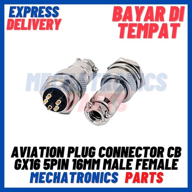 [SOC-9079] AVIATION PLUG CONNECTOR CB GX16 5PIN 16MM MALE FEMALE