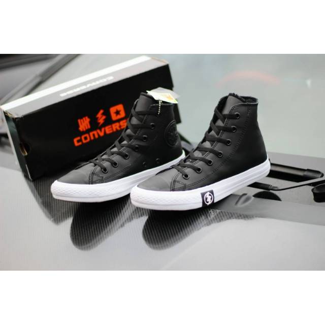 Sepatu Converse All Star Semi Kulit High Hitam Coklat Tan - Sepatu Sekolah