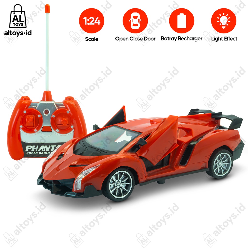 Rc Mobil Balap Phantom Modern Team Remote Control 1:24 Recharger Pintu Buka Tutup