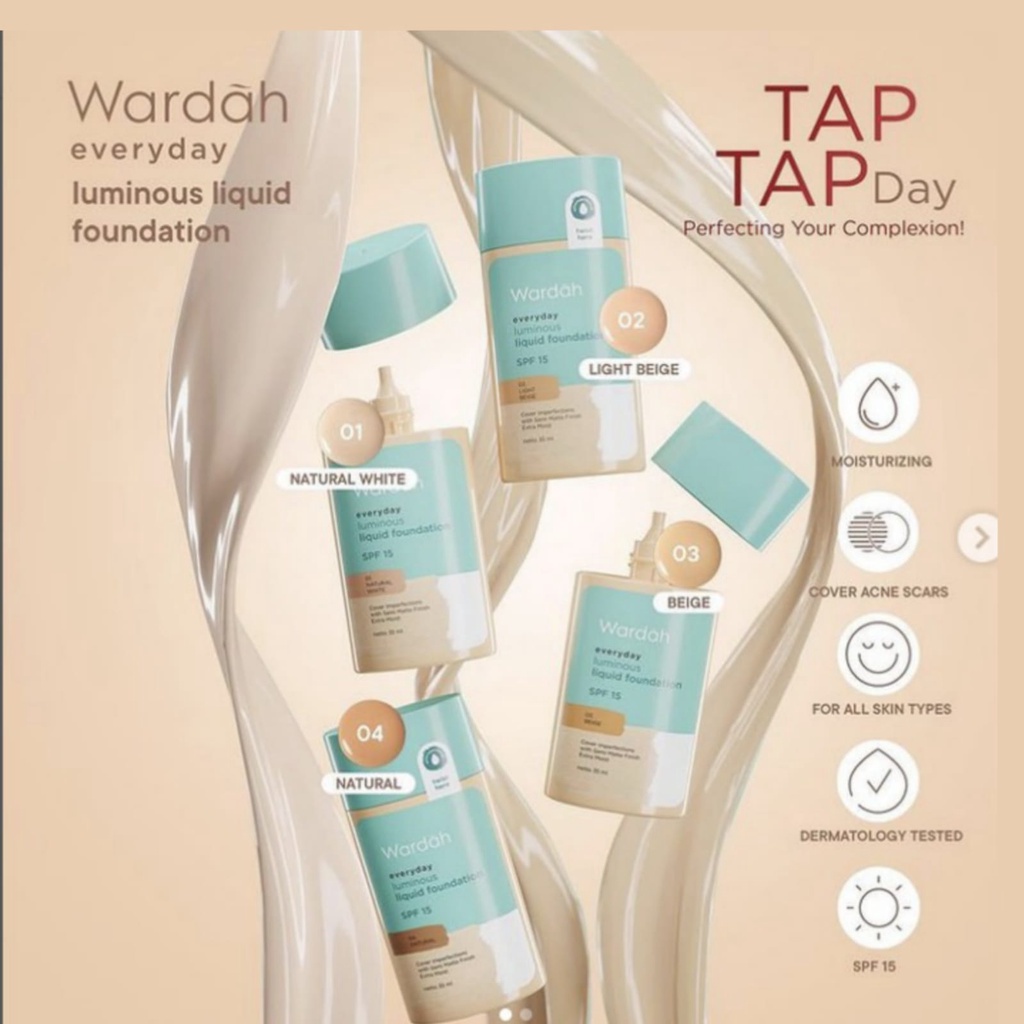 WARDAH Everyday Luminous Liquid Foundation SPF 15 BPOM 35ml Baru !!!