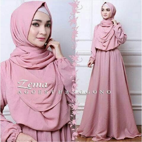 DeltaRN Zema set Pink Busana Muslim Terbaru Gamis Pesta Kekinian