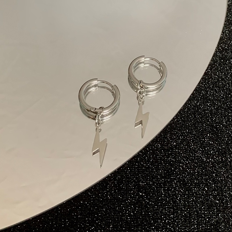 Papaozhu Stylish s925 Perak Petir Menjuntai Hoop Earrings Untuk Wanita Korea Flash Earrings Hypoallergenic Telinga Perhiasan