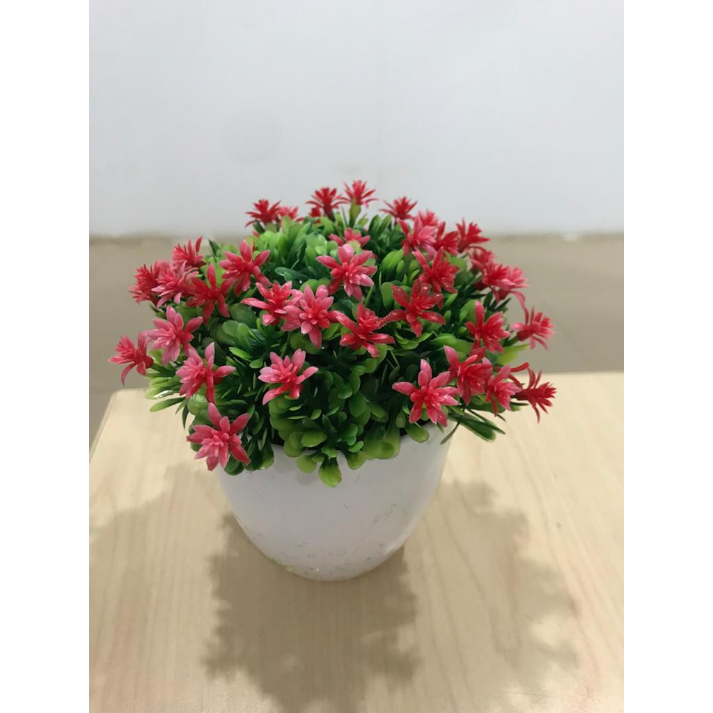 COD POT TANAMAN  BUNGA HIAS BUNGA DEKORASI RUANGAN BUNGA PLASTIK HIAS P2078-Merah