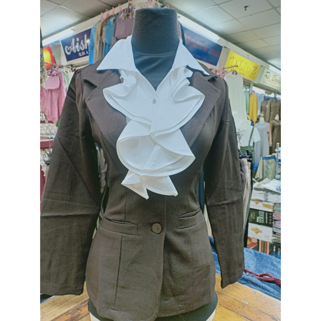 Atasan Blus Blazer kancing satu Dan dua Wanita