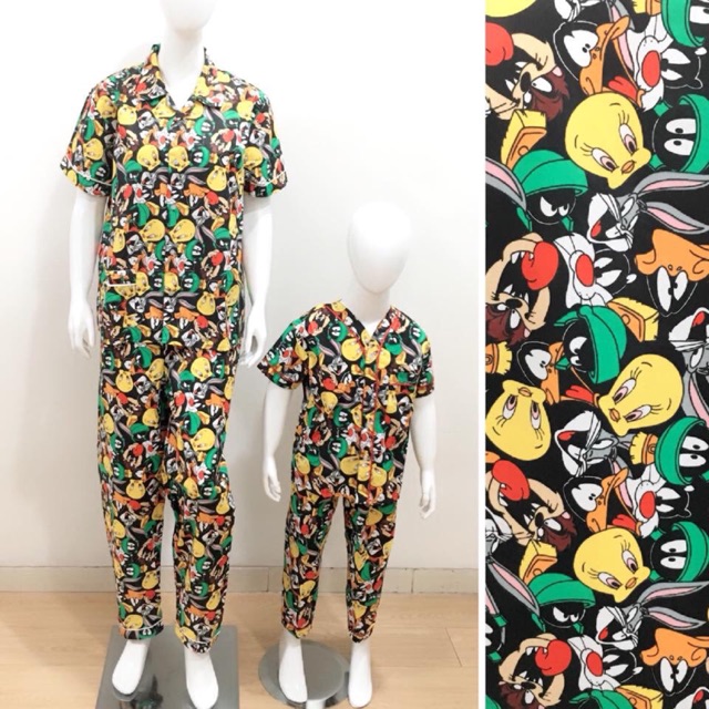 Piyama couple Mom & kids motif Tweety & friends