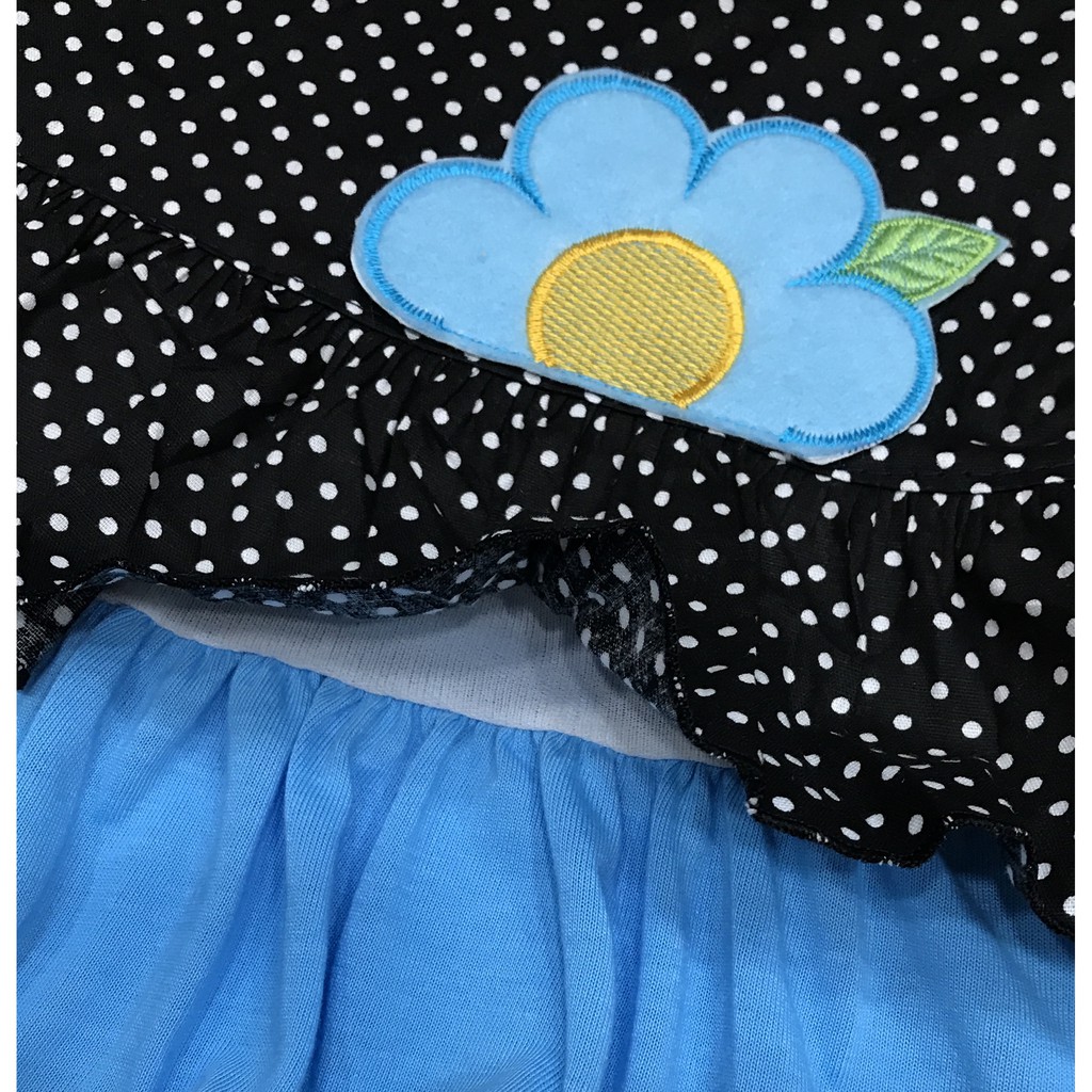 BAYIe - Baju bayi/Anak Perempuan Dress motif Polkadot Bunga Susun PLANET KIDS usia 0 -12 bulan