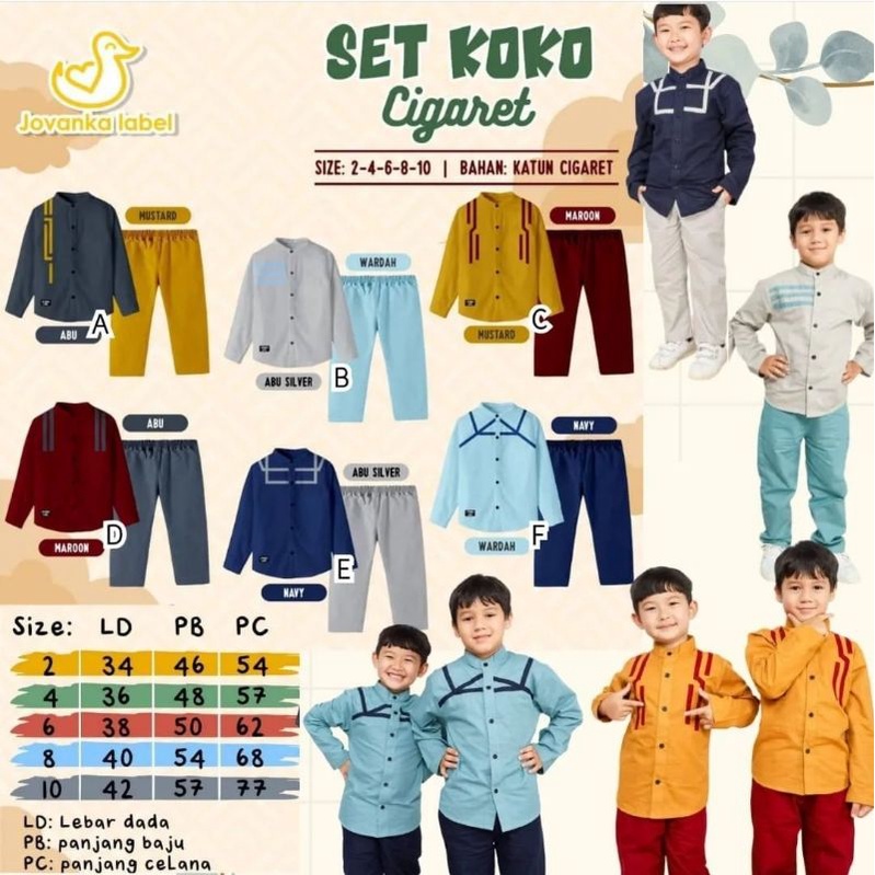 SET KOKO JOVANKA LABEL ANAK/Baju muslim laki-laki/koko anak makassar