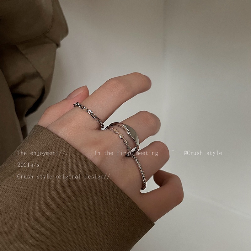 6pcs / Set Cincin Silver Simple Untuk Wanita