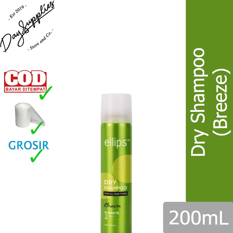 ellips dry shampoo breeze  hijau  200ml   dry shampoo for all hair types  1 minute only  200 ml
