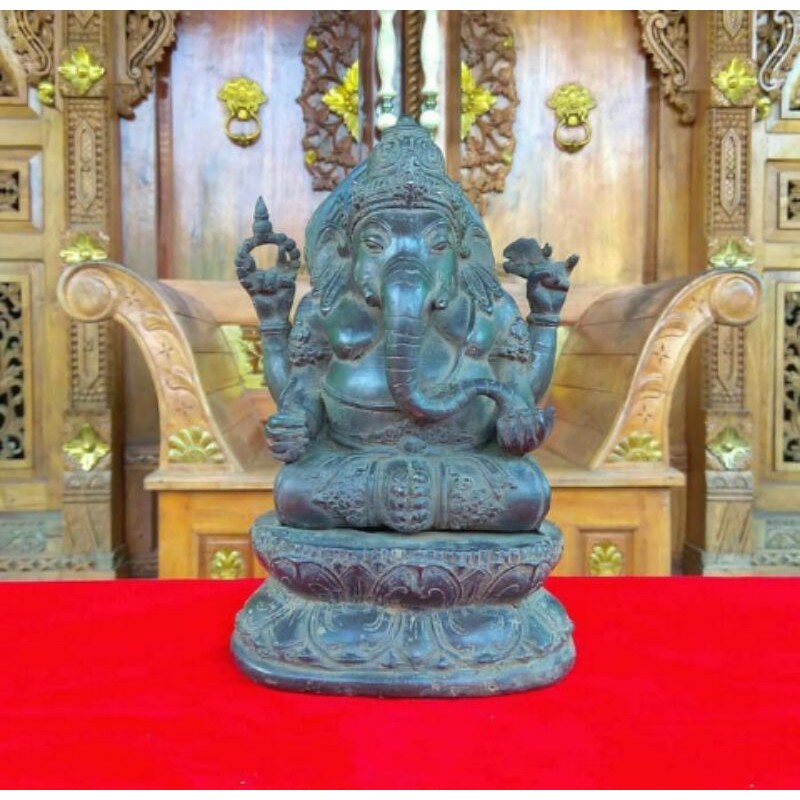 Patung Ganesha Ganesa Besar Hitam Antik