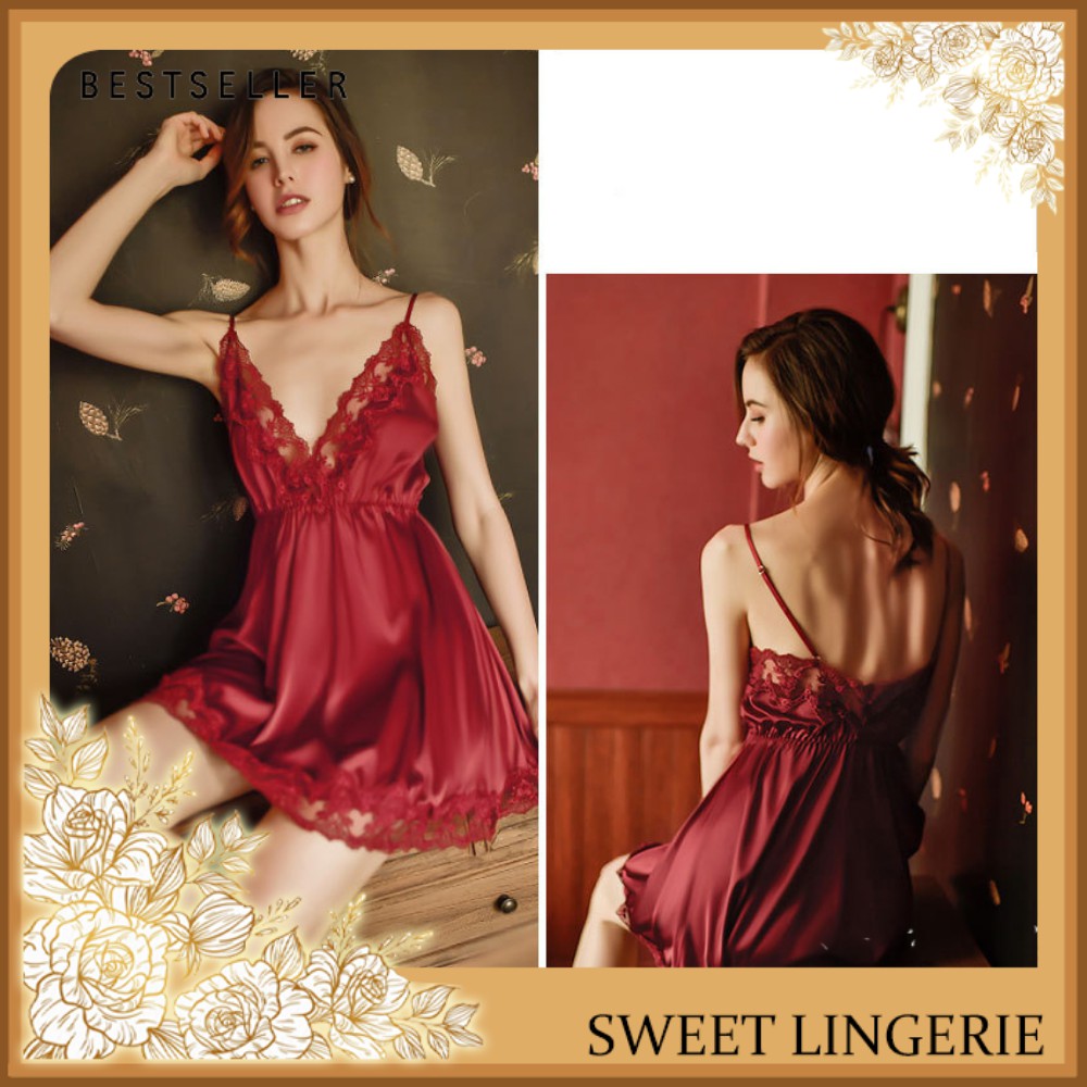 Gaun Lingeri Lingerie Set Baju Dress Tidur G String Dinas Istri Malam Pertama Wanita Dewasa Transpar