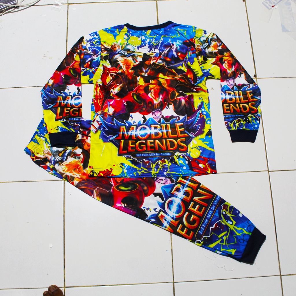 Setelan baju snsk mobile legend lengan panjang celana panjang full printing