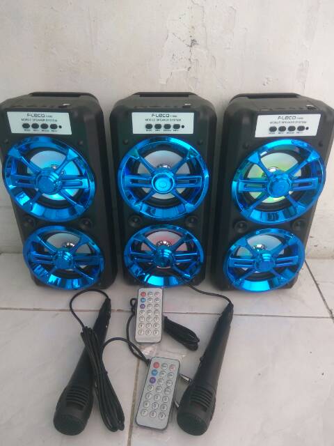 SPEAKER BLUETOOTH KARAOKE FREE MIC/SALON WIRELESS SUPER BASS RADIO FM/SPEAKER AKTIF PORTABLE USB LED
