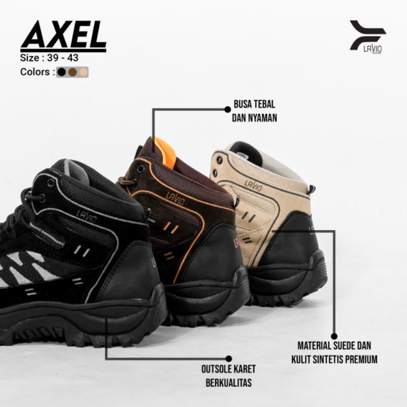 Sepatu Safety Pria Boots Tinggi Ujung Besi Original Lavio Axel Septi Kerja Proyek Lapangan