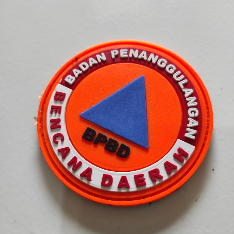 PATCH RUBBER LOGO BPBD BULAT DASAR ORANGE/TIMSAR/BASARNAS/TEMPELAN EMBLEM KARET VELCRO