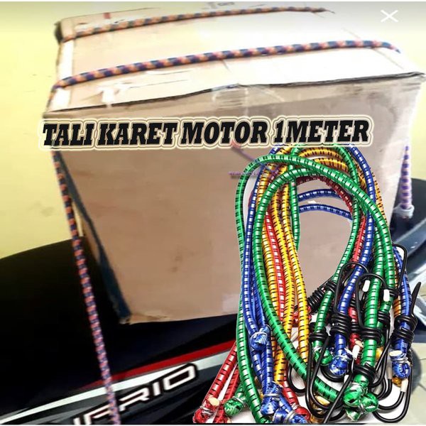 Tali Bagasi Motor Serbaguna Multifungsi - Tali Pengikat Barang di Motor 1 Meter Karet Pengikat Barang Motor Tali Bagasi Elastis Warna Warni