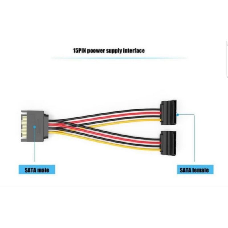 Vention KDB Original kabel sata power 1 to 2 15 pin with clip splitter