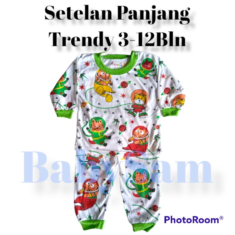 Setelan Piyama Bayi Panjang Trendy Laki-Laki dan Perempuan 3-12Bulan