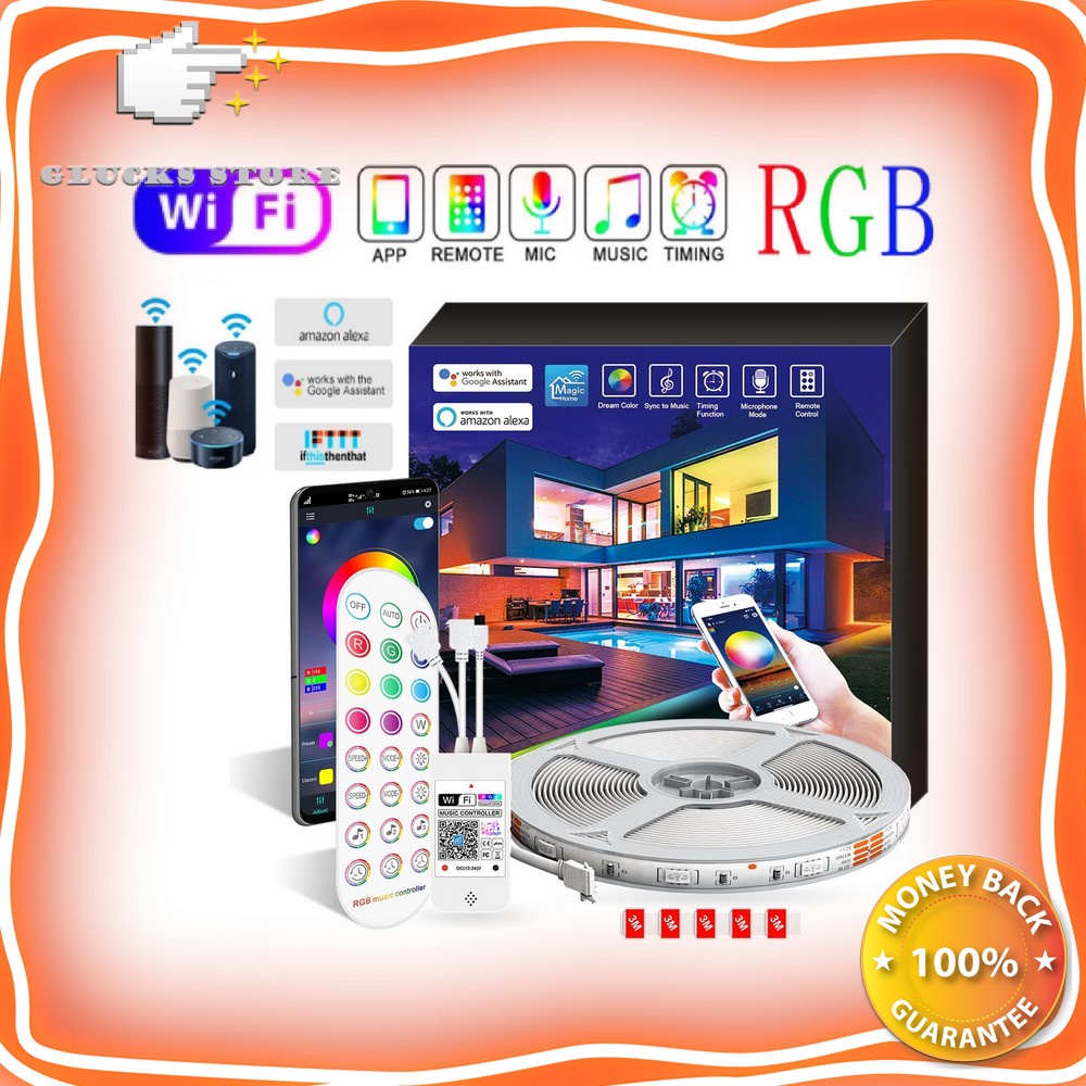 TRIPLEDI LED Strip RGB 5050 10 Meter 24Key Remote Smartphone APP Voice Control Lampu Hias Wifi Googl