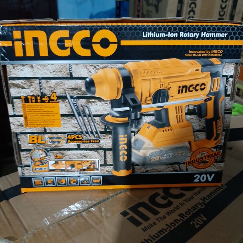 Mesin Bor Rotary Hammer Cordless 20 V Ingco CRHLI2201