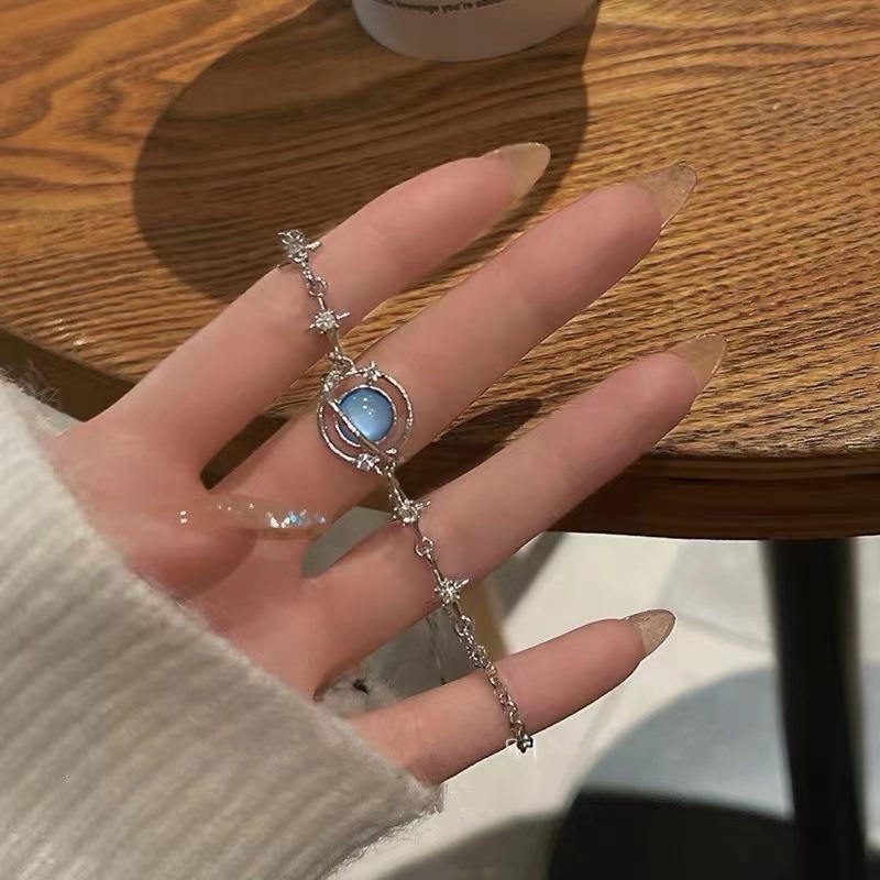 IFYOU Gelang Mutiara Sapphire Gaya Vintage Korea Warna Silver Untuk Wanita