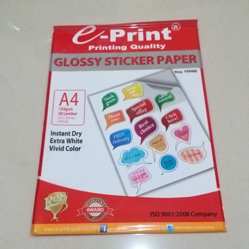 

Kertas Foto e-Print Sticker Glossy Paper 135 gsm
