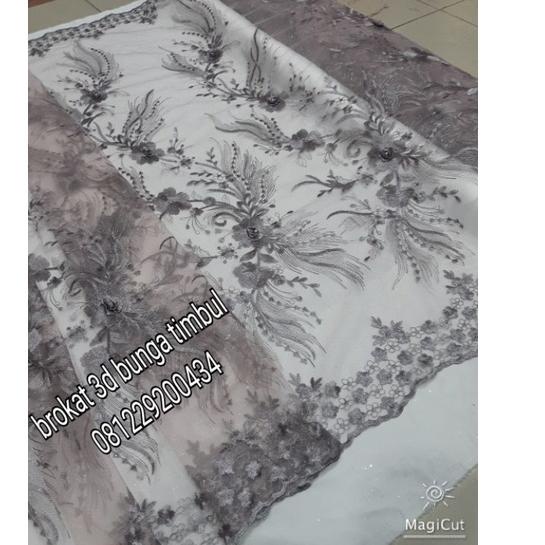 ❀ New bahan kain tille 3D mutiara bahan kain brokat 3d/bahan kebaya(harga per 0.5 meter) ➴