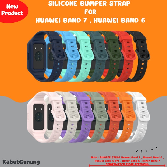 Silicone Rubber Strap With Bumper Case For Huawei Band 7 Huawei Band 6