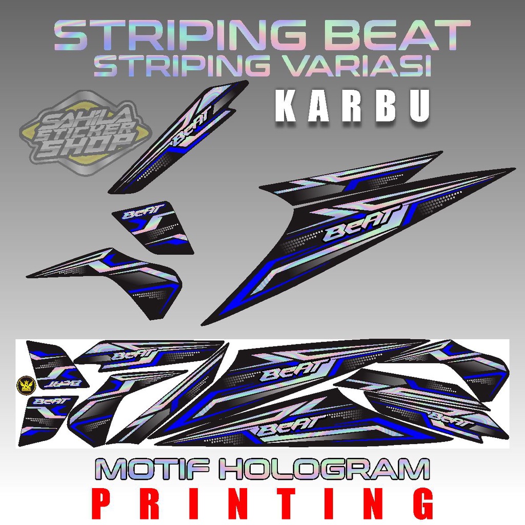 STIKER / COD STRIPING STIKER BEAT KARBU MOTIF HOLOGRAM 01 BEAT KARBU VARIASI STRIPING MOTIF HOLOGRAM