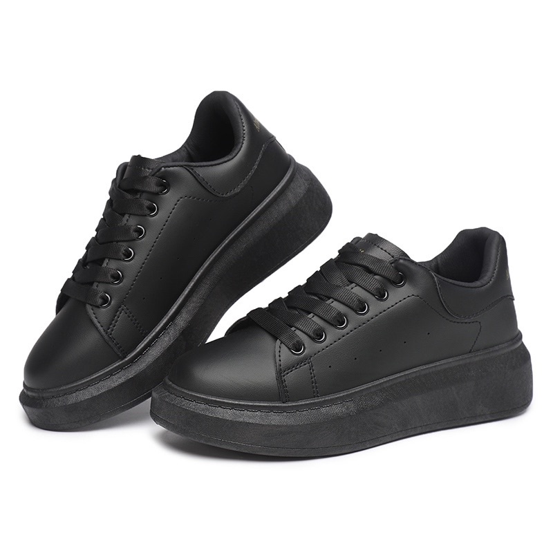 SEVEN_DAY SEPATU SNEAKERS WANITA KOREA IMPORT TALI CASUAL SHOES PUTIH H-110-hitam