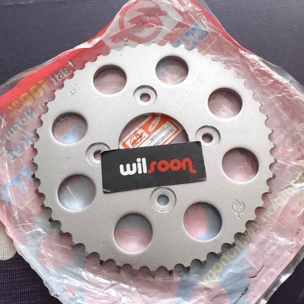 Gear / Gir Belakang / Sprocket  Honda Supra Fit New / Supra X 125 / Wave 125 Wilwood 48T 428 Chrome
