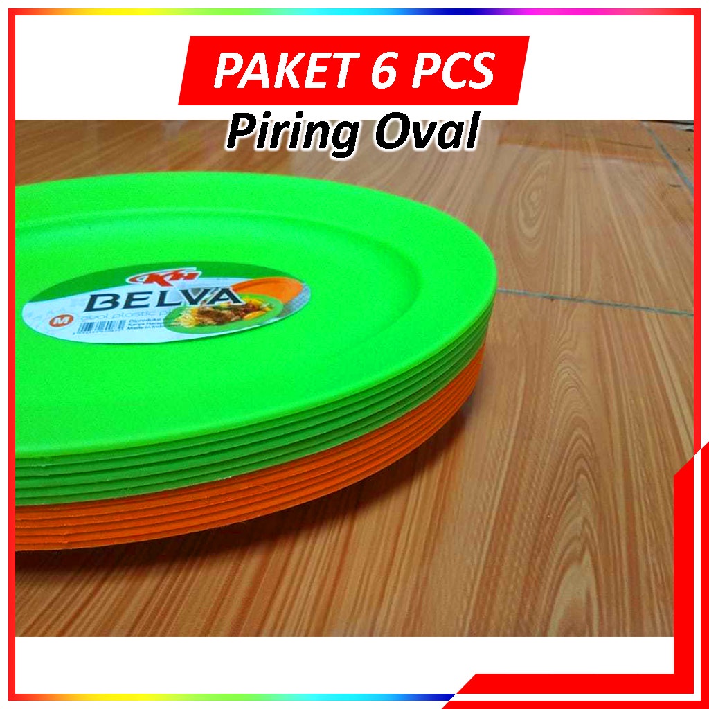 Piring Plastik Oval Bahan Tebal  6 PCS / Oval Plastic Plate / Piring Ikan Piring Makan Piring Saji Model Oval isi 6 Pcs