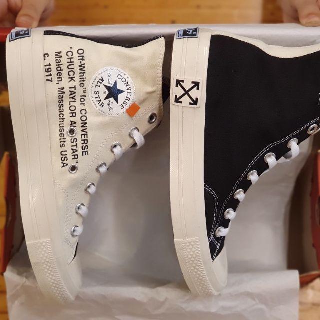 OBRAL SEPATU SNEAKERS 70S X OFF WHITE GLOSSY HIGH BLACK WHITE 38-43-BLACK N WHITE